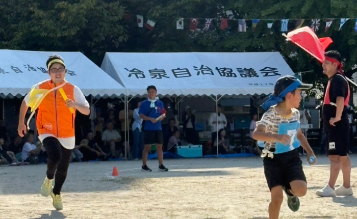 地域交流の取り組みとして冷泉町運動会に参加しました